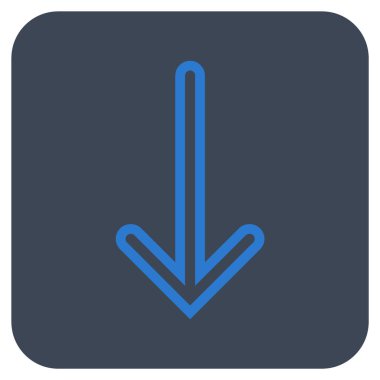 Düz aşağı ok vektör simgesi kare