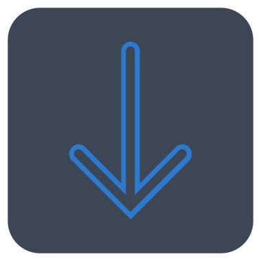 Düz aşağı ok vektör simgesi kare