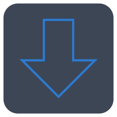 Düz aşağı ok vektör simgesi kare