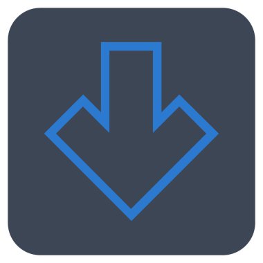 Düz aşağı ok vektör simgesi kare