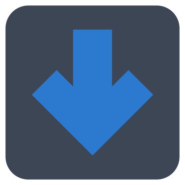 Düz aşağı ok vektör simgesi kare