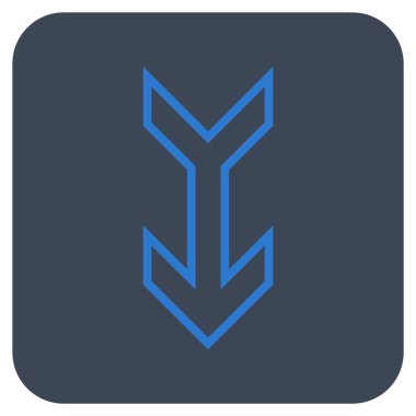 Düz aşağı ok vektör simgesi kare