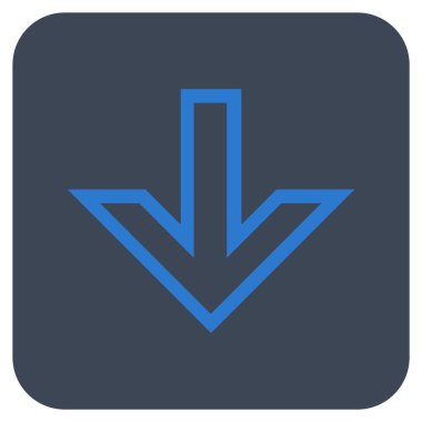 Düz aşağı ok vektör simgesi kare