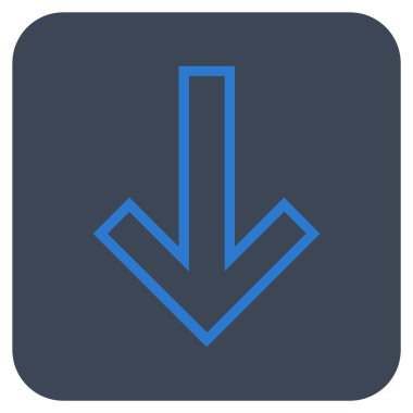 Düz aşağı ok vektör simgesi kare