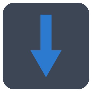 Düz aşağı ok vektör simgesi kare