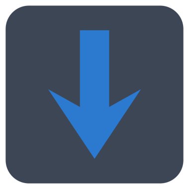 Düz aşağı ok vektör simgesi kare