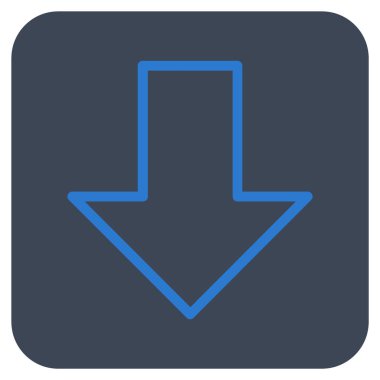 Düz aşağı ok vektör simgesi kare