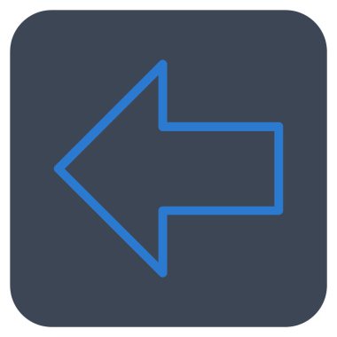 Düz sol ok vektör simgesi kare