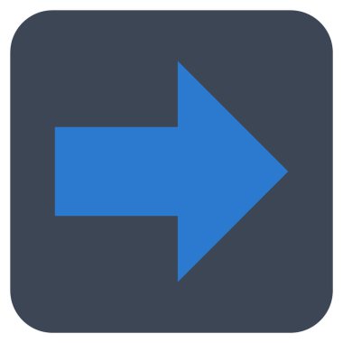 Ok sağ düz vektör simgesi kare