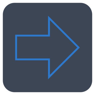 Ok sağ düz vektör simgesi kare