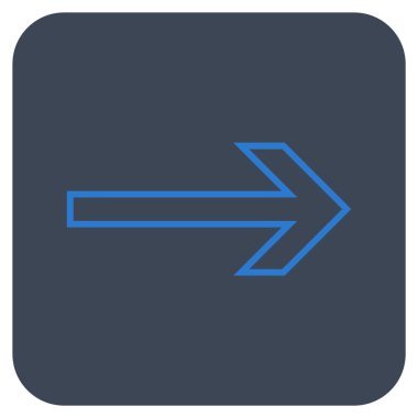 Ok sağ düz vektör simgesi kare