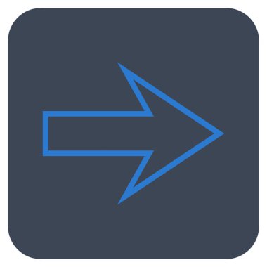 Ok sağ düz vektör simgesi kare