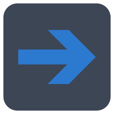 Ok sağ düz vektör simgesi kare