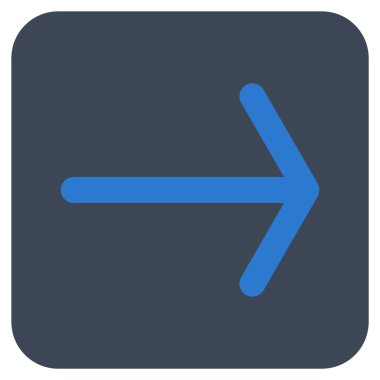 Ok sağ düz vektör simgesi kare