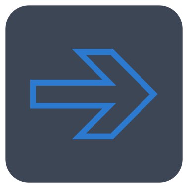 Ok sağ düz vektör simgesi kare