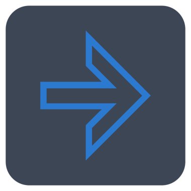 Ok sağ düz vektör simgesi kare