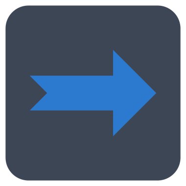 Ok sağ düz vektör simgesi kare