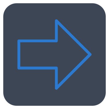 Ok sağ düz vektör simgesi kare