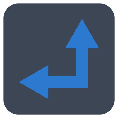 Bifurkasyon ok sol düz vektör simgesi kare.