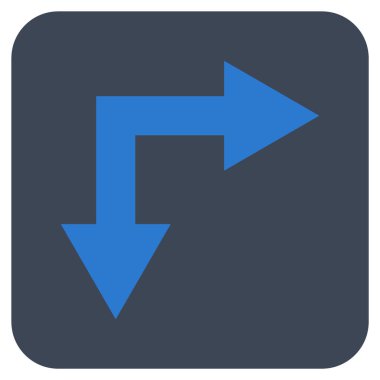 Vektör simge çatallanma ok sağ aşağı düz kare