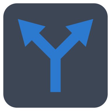 Düz yukarı çatallanma ok vektör simgesi kare