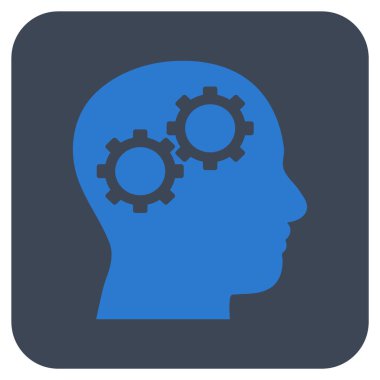 Beyin vites düz kare vektör simgesi