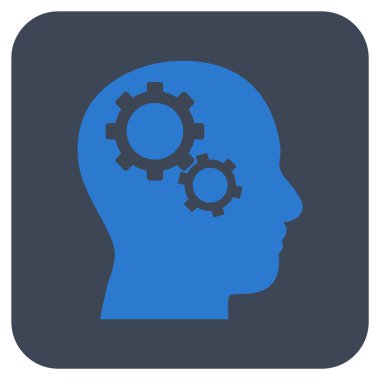 Beyin vites düz kare vektör simgesi