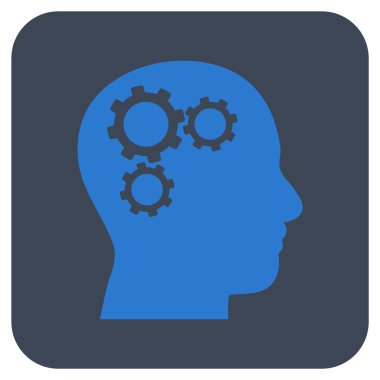 Beyin vites düz kare vektör simgesi