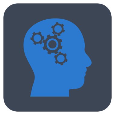 Beyin mekanik düz kare vektör simgesi