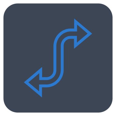 Eğri Exchange ok düz kare vektör simgesi