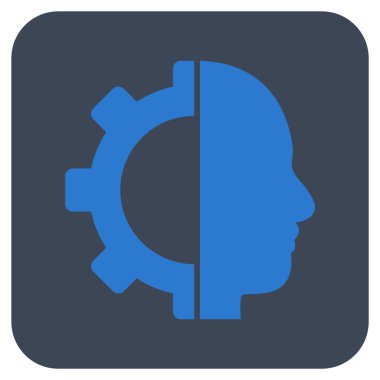 Cyborg vites düz kare vektör simgesi