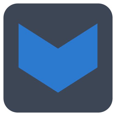 Düz aşağı yön vektör simgesi kare