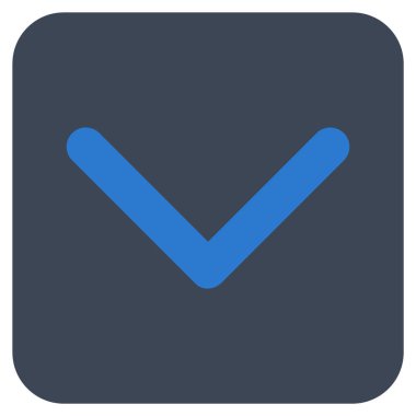 Düz aşağı yön vektör simgesi kare