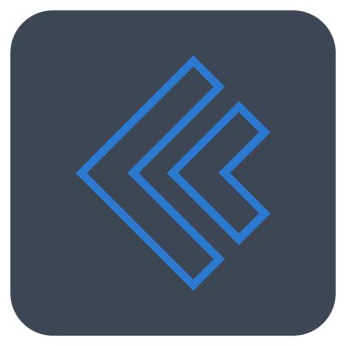 Düz sol yön vektör simgesi kare