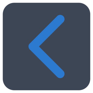 Düz sol yön vektör simgesi kare