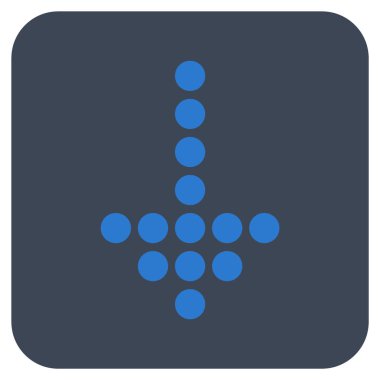 Noktalı ok aşağı düz kare vektör simgesi