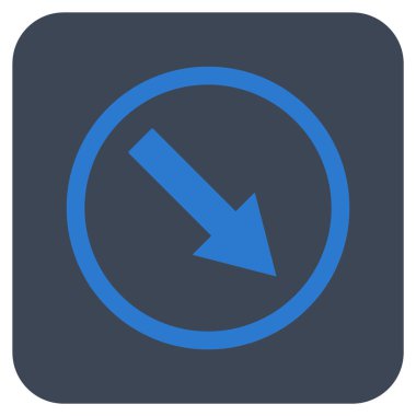 Aşağı doğru yuvarlak ok düz kare vektör simgesi