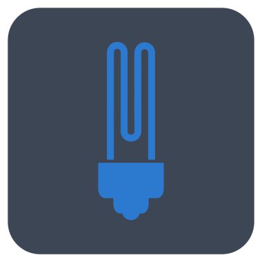 Floresan ampul düz kare vektör simgesi