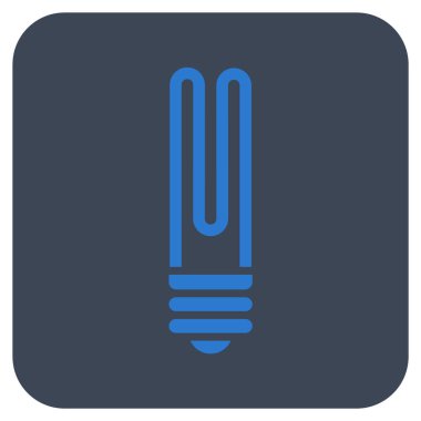 Floresan ampul düz kare vektör simgesi