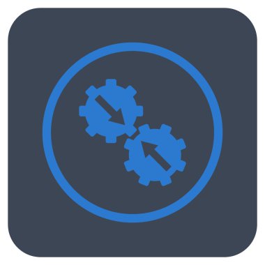 Dişli Tümleştirme düz kare vektör simgesi