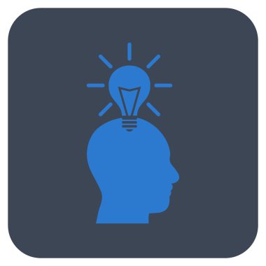 Dahi ampul düz kare vektör simgesi