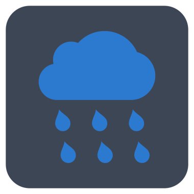 Yağmur bulutu düz kare vektör simgesi