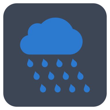 Yağmur bulutu düz kare vektör simgesi