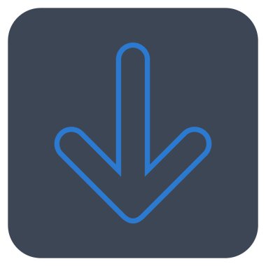 Düz aşağı yönlü ok vektör simgesi kare