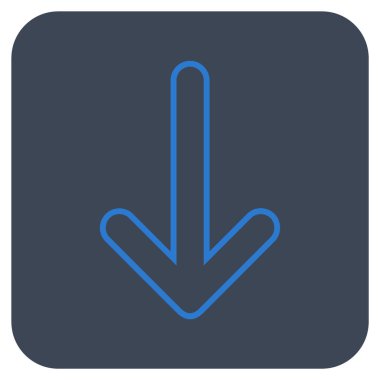 Düz aşağı yönlü ok vektör simgesi kare