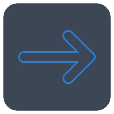 Yuvarlak ok sağ düz vektör simgesi kare