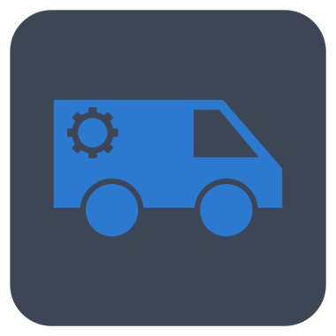 Hizmet araba düz kare vektör simgesi