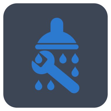 Duş sıhhi tesisat düz kare vektör simgesi