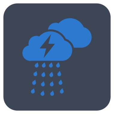 Fırtına bulutları düz kare vektör simgesi