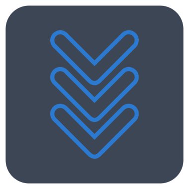 İşaretçi aşağı düz kare vektör simge üçlü